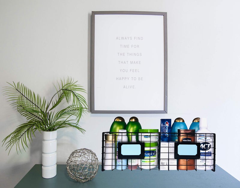 Lenotion 2-Slot Home Office Desk Organizer - Wall Mount Magazine Holder - Metal Mail Basket - Black - Image 3